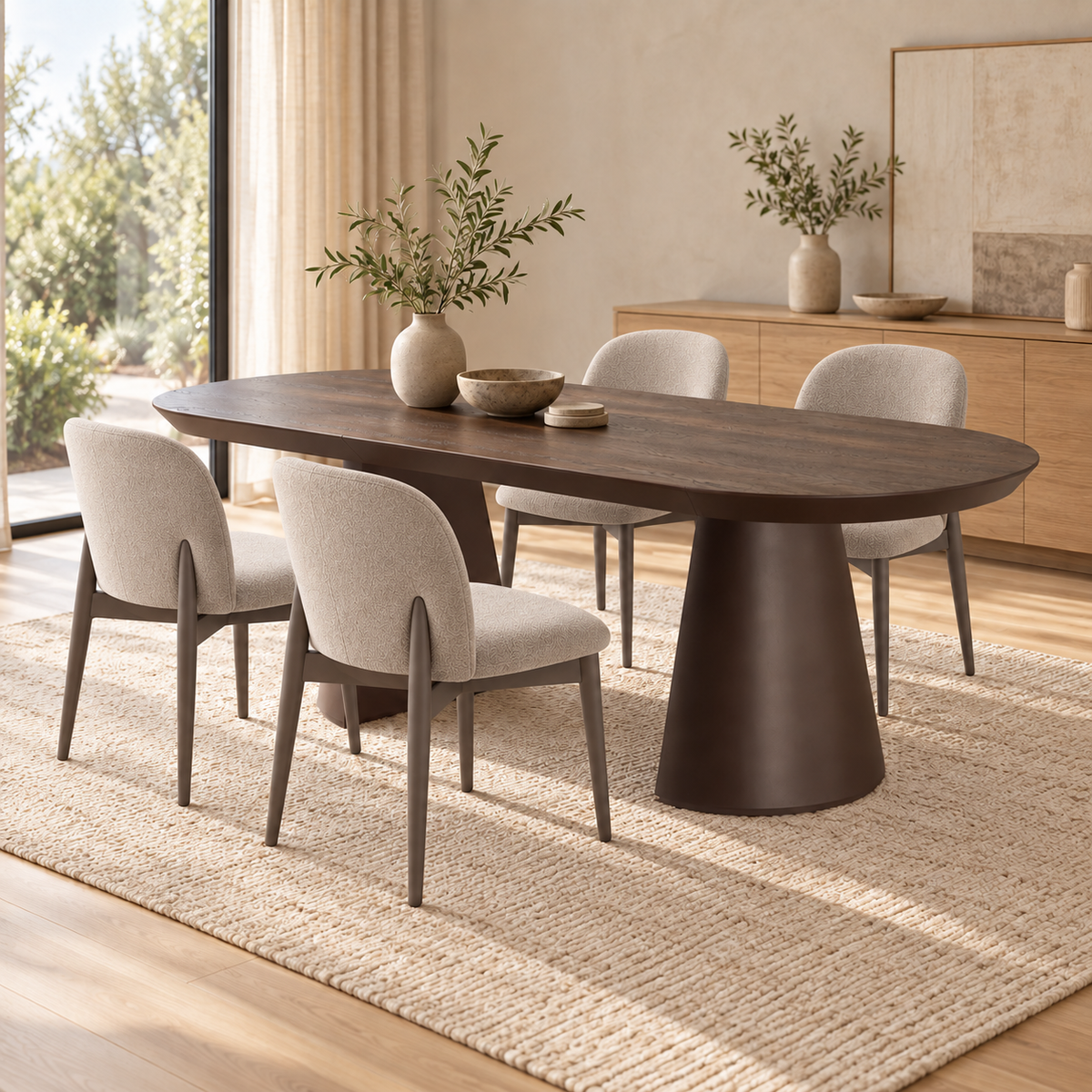 Ensemble de salle à manger Bugatti 200-400 cm + 4 chaises No-1
