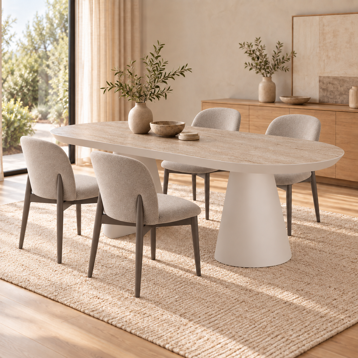 Ensemble de salle à manger Bugatti 200-400 cm + 4 chaises No-1