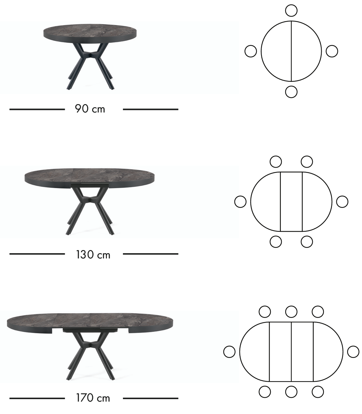 Table à manger extensible Capi 90–170 cm
