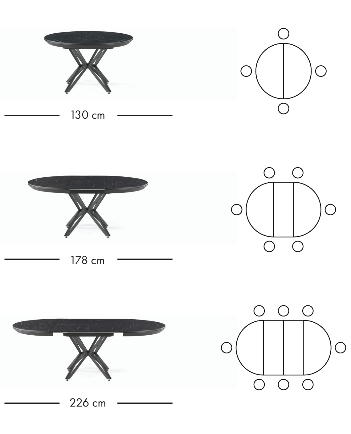 Table à manger extensible Pacific 130–226 cm