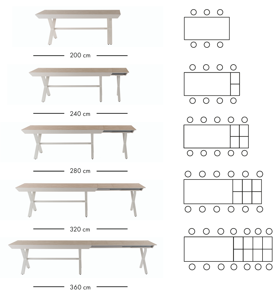 Table à manger extensible Reel 200–360 cm