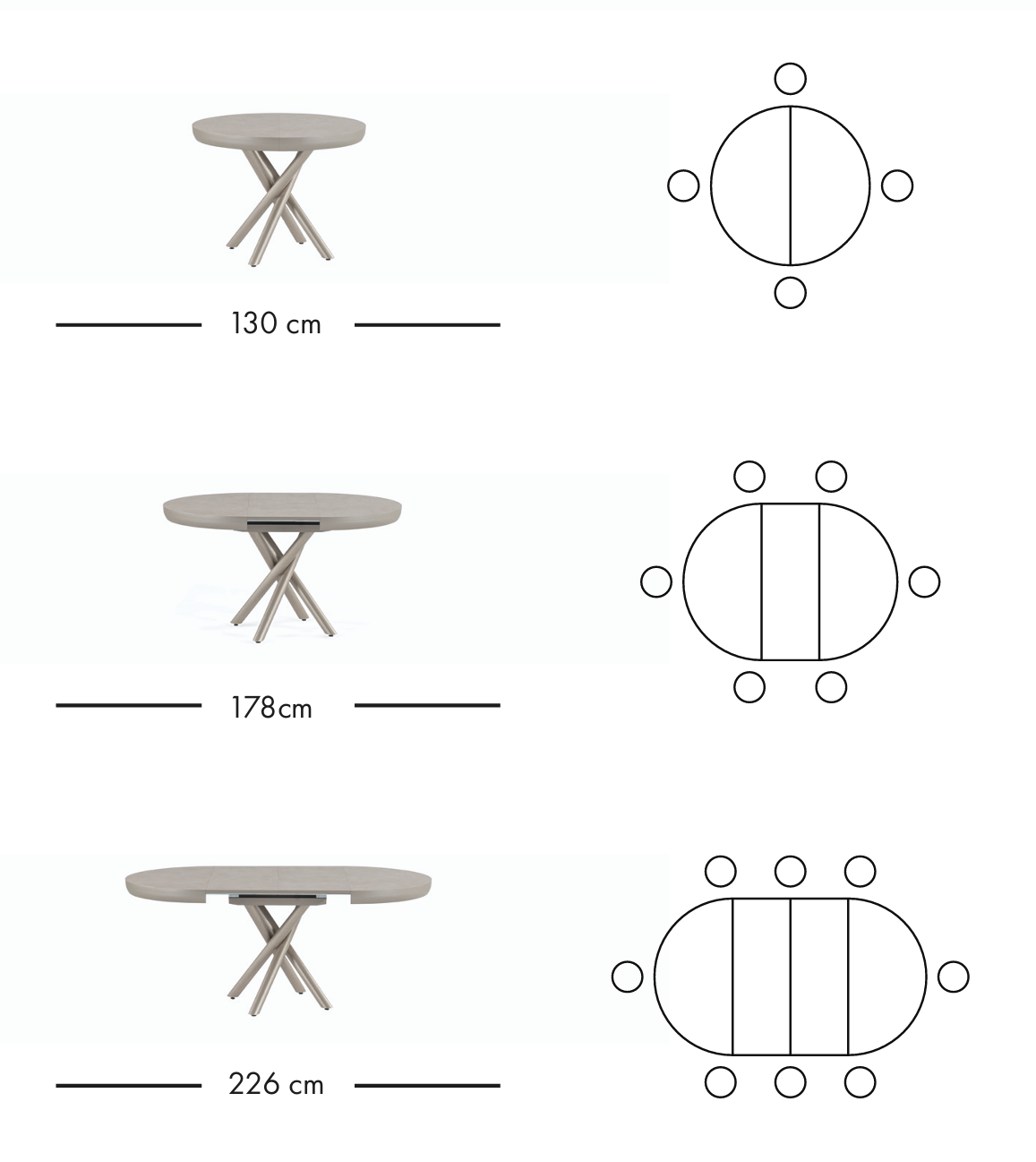 Table à manger extensible Winston 130–226 cm
